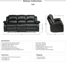 Load image into Gallery viewer, Baluze Double Reclining Sofa, Black, Brown