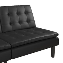 Load image into Gallery viewer, Mainstays Memory Foam Pillowtop Futon with Cupholder, Black Faux Leather