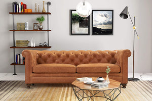 Lyon Sofa in Full-Grain Pure-Aniline Italian Leather, Cognac Tan