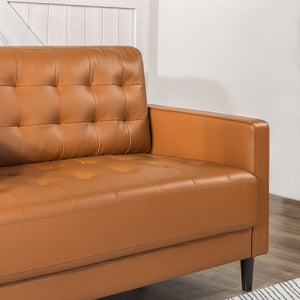 Desert Fields Benton Sofa, Cognac Faux Leather