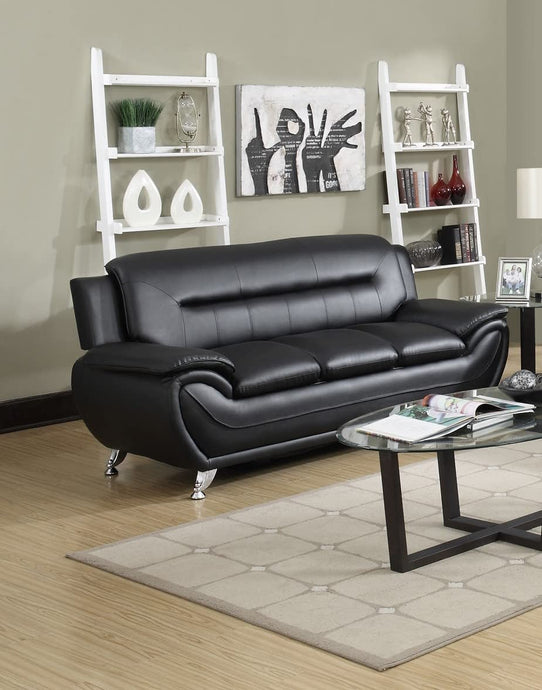 Modern Style Faux Leather 79.2’’ Wide Living Room Sofa, Black