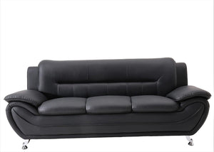 Modern Style Faux Leather 79.2’’ Wide Living Room Sofa, Black