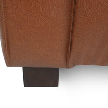 Load image into Gallery viewer, Minkler Contemporary Faux Leather 3 Seater Sofa, Cognac Brown and Dark Walnut