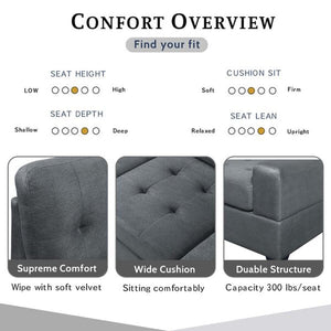 104'' Wide Suede Sectional Sofa with Storage Ottoman and Cup Holders