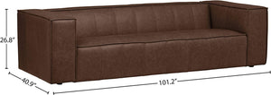 Thomas Genuine Leather Modern Sofa Couch, 101.2"W, Chestnut