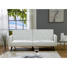 Load image into Gallery viewer, Futon Sofa by Naomi Home - Material: Faux Leather, Size: Button Tufted