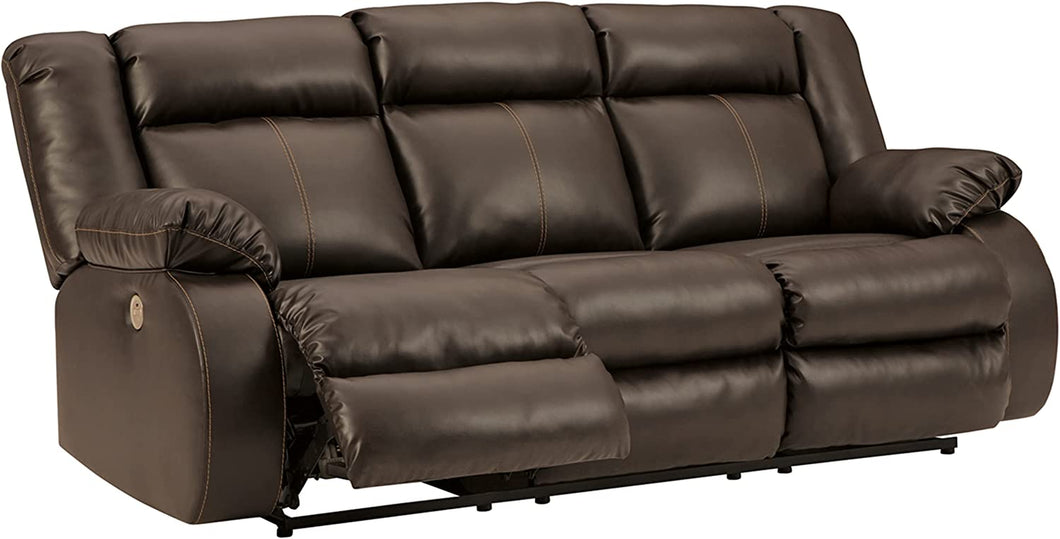 Denoron Reclining Power Sofa, Dark Brown