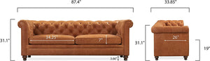 Lyon Sofa in Full-Grain Pure-Aniline Italian Leather, Cognac Tan