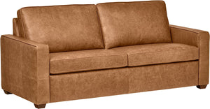 Andrews Contemporary Top-Grain Leather Sofa, 82"W, Cognac