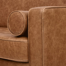 Load image into Gallery viewer, Aiden Mid-Century Modern Leather Sofa Couch, 86.6&quot;W, Cognac