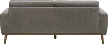 Load image into Gallery viewer, Modern Leather Sofa Couch with Wood Base, 84&quot;W, Gray