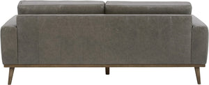 Modern Leather Sofa Couch with Wood Base, 84"W, Gray