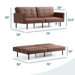 Lucid Comfort 74'' Vegan Leather Sleeper Sofa