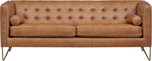 Load image into Gallery viewer, Brooke Contemporary Mid-Century Modern Tufted Leather Sofa Couch, 82&quot;W, Cognac