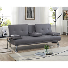 Load image into Gallery viewer, Futon Sofa by Naomi Home - Color: Espresso, Material: Faux Leather