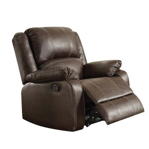 Leather Upholstered Metal Rocker Reclining Chair, Brown