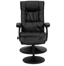 Load image into Gallery viewer, Black Faux Leather Recliner Chair with Swivel Seat and Ottoman