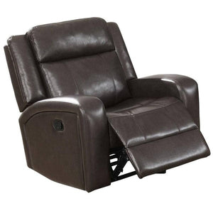 Leatherette Power Glider Recliner With Sloped Arms, Brown