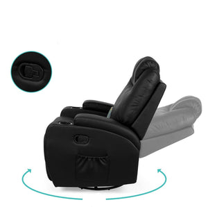 Black or Brown Swivel Heat & Massage Recliner Chair 5 Modes Remote Control