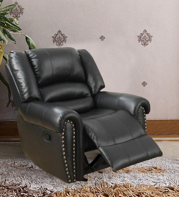 Bonded Leather & Plywood Recliner/Glider, Black