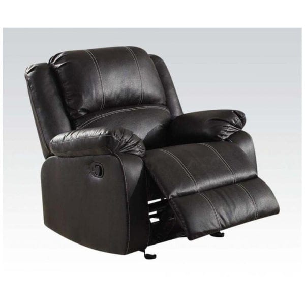 Metal And Leatherette Rocker Recliner With Cushioned Armrests