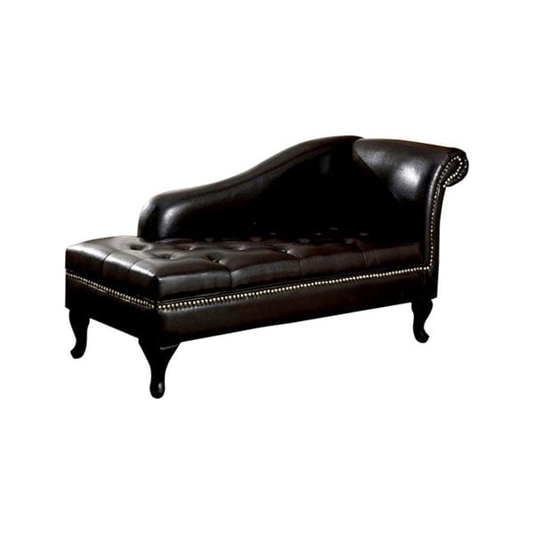 Glorious Contemporary Leatherette Storage Chaise, Black