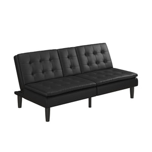 Mainstays Memory Foam Pillowtop Futon with Cupholder, Black Faux Leather