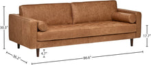 Load image into Gallery viewer, Aiden Mid-Century Modern Leather Sofa Couch, 86.6&quot;W, Cognac