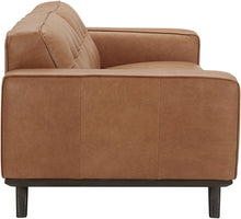 Load image into Gallery viewer, Bigelow Modern Leather Sofa Couch with Wood Base, 89.4&quot;W, Cognac / Espresso