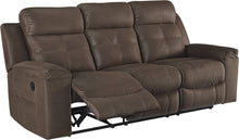 Load image into Gallery viewer, Jesolo Modern Faux Leather Manual Pull Tab Double Reclining Sofa, Dark Brown