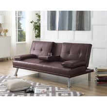 Load image into Gallery viewer, Futon Sofa by Naomi Home - Color: Espresso, Material: Faux Leather