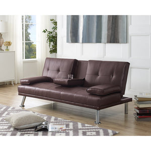 Futon Sofa by Naomi Home - Color: Espresso, Material: Faux Leather