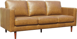 Revolve Modern Leather Sofa Couch, 80"W, Caramel