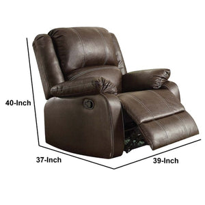 Leather Upholstered Metal Rocker Reclining Chair, Brown