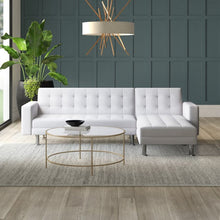 Load image into Gallery viewer, Living room sofa Faux Leather Reversible Sleeper Sofa &amp; Chaise white