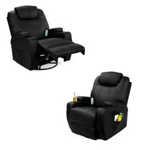 Load image into Gallery viewer, Black or Brown Swivel Heat &amp; Massage Recliner Chair 5 Modes Remote Control