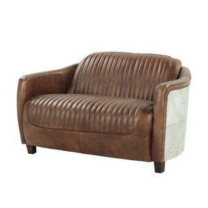 America Vintage Leather Brancaster Loveseat in Retro Brown Top Grain Leather