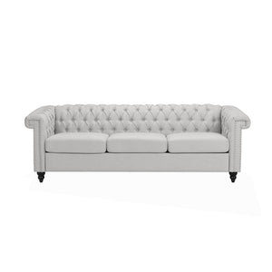 Tufted Chesterfield Faux Leather 3 Seater Sofa