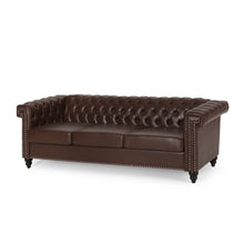 Load image into Gallery viewer, Tufted Chesterfield Faux Leather 3 Seater Sofa