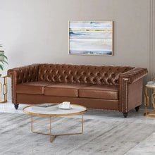 Load image into Gallery viewer, Chesterfield Sofa Living Room Tufted 3-Seat Sofa White Faux Leather