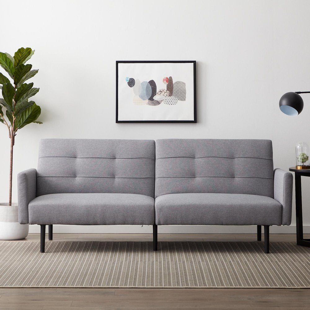 Sofa Bed with Buttonless Tufting and Removable Arms 