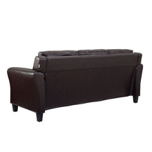 Load image into Gallery viewer, Taryn Sofa with Curved Arms, Java Brown Faux Leather