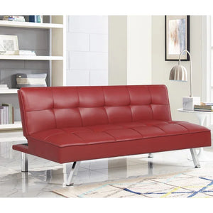 Serta Marilyn 66.1'' Faux Leather Armless Tufted Convertible Sleeper Futon Sofa