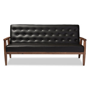 Sorrento Sofa, Black Faux Leather