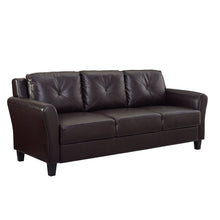 Load image into Gallery viewer, Taryn Sofa with Curved Arms, Java Brown Faux Leather