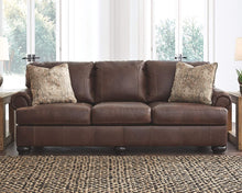 Load image into Gallery viewer, Beamerton New Traditional Leather Queen Sofa Sleeper with 2 Accent Pillows, Brown