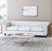 Load image into Gallery viewer, Chesterfield Sofa Living Room Tufted 3-Seat Sofa White Faux Leather