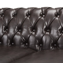 Load image into Gallery viewer, Adetokunbo Chesterfield Tufted 3 Seater Sofa, Brown Faux Leather and Dark Brown