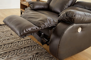 Denoron Reclining Power Sofa, Dark Brown