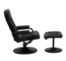 Load image into Gallery viewer, Black Faux Leather Recliner Chair with Swivel Seat and Ottoman